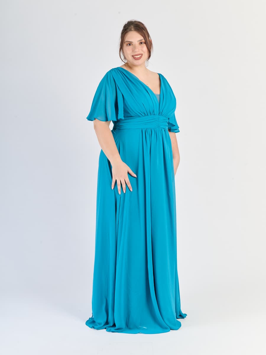 Modello di abito plus size Verde acqua in tessuto