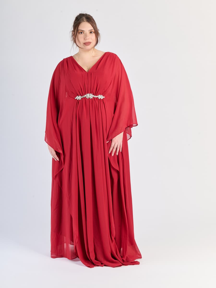 Vestito formale Bordo, taglia plus size, design fluido e accattivante