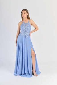 Vestito formale Jeans: pizzo intricato, gonna in chiffon e apertura laterale