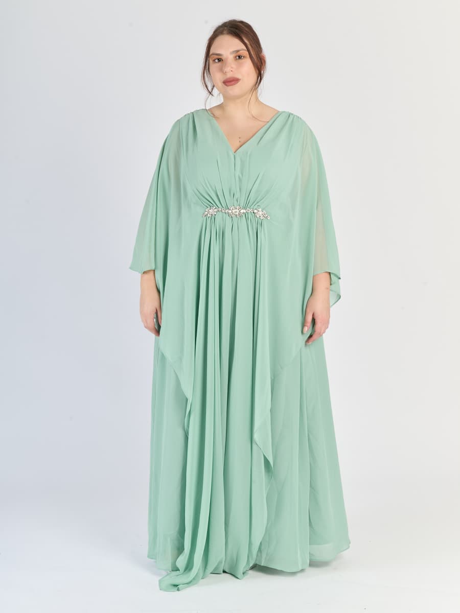 Vestito formale Salvia, taglia plus size, design fluido e accattivante