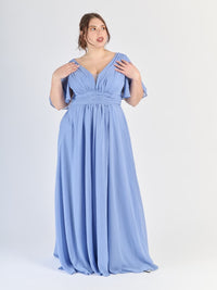 Vestito plus size Lavanda con drappeggi sul busto e tessuto liscio