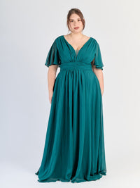 Vestito plus size Verde.S con fascia elastica al busto e tessuto liscio