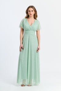 Vestito salvia trasparente, perfetto per cerimonie estive