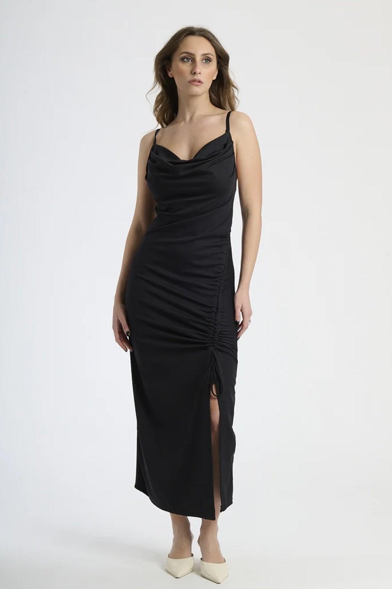 Vestito aderente midi con spaccatura regolabile Graziella -4
