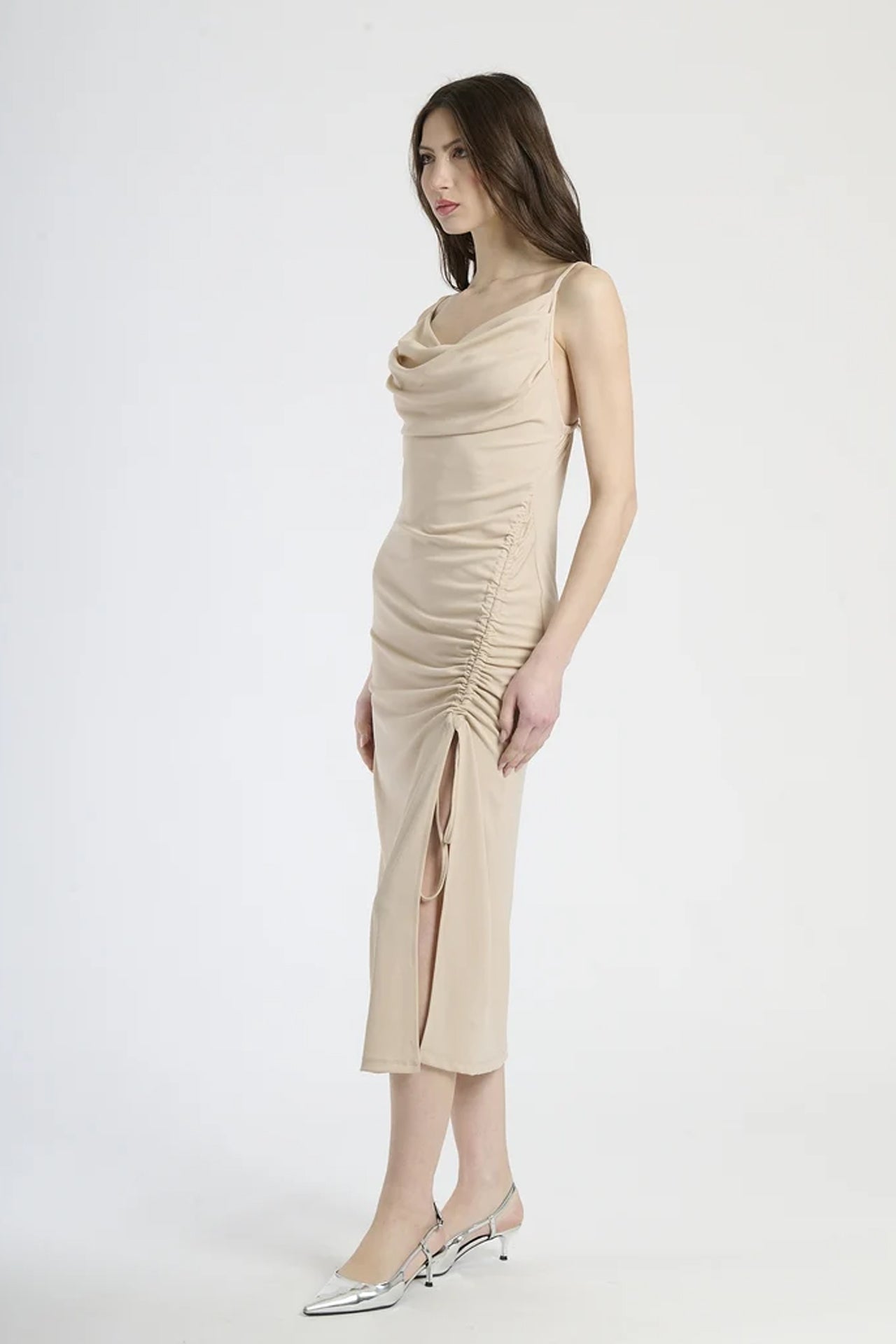 Vestito aderente midi con spaccatura regolabile Graziella -1