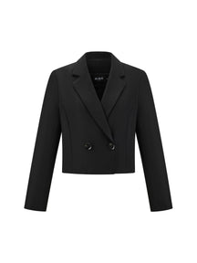 Blazer Donna Corto Doppiopetto - Giacca Cropped Elegante per Ufficio e Stile Quotidiano