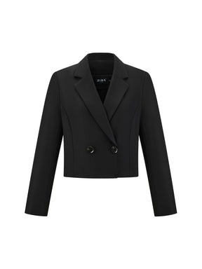 Blazer Donna Corto Doppiopetto - Giacca Cropped Elegante per Ufficio e Stile Quotidiano