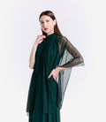 Ensemble verde.S: gown fluido e cardigan tulle, stile rinfrescante e naturale