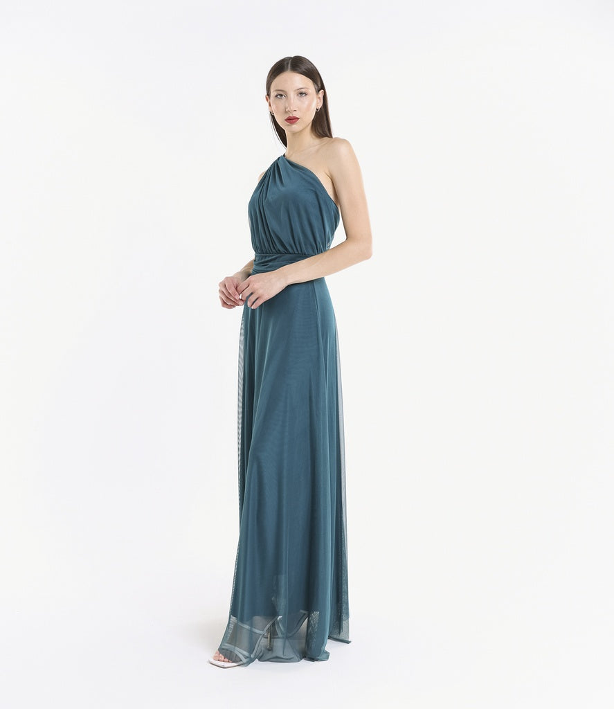 Abito lungo in tulle monospalla Lily
