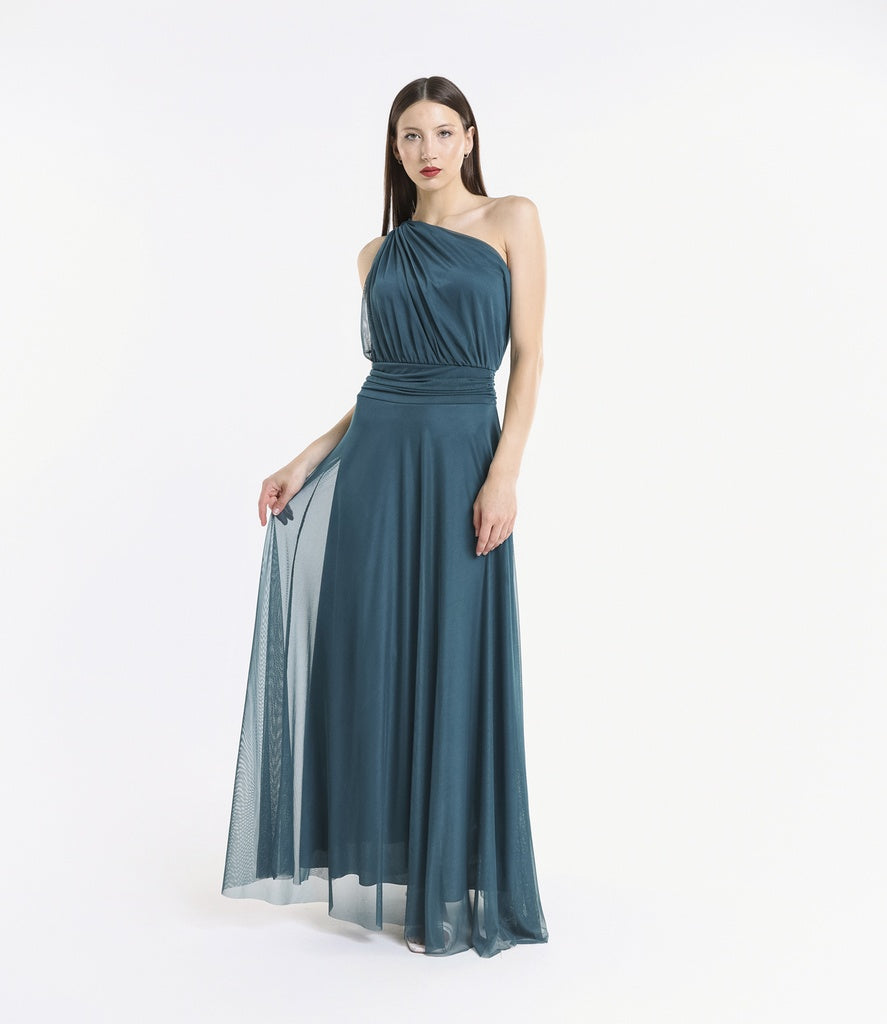 Abito lungo in tulle monospalla Lily