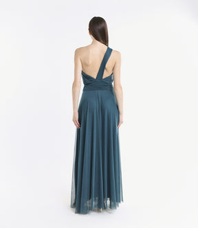 Abito lungo in tulle monospalla Lily