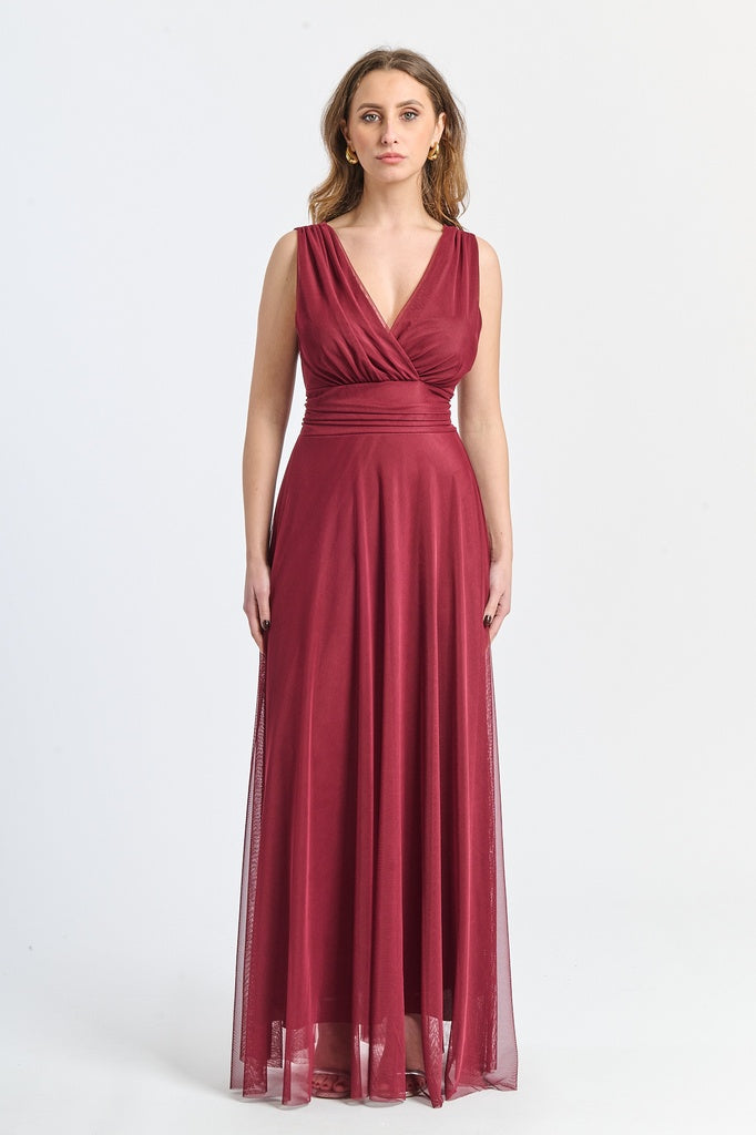 Abito da damigella in tulle con scollo a V Flavia