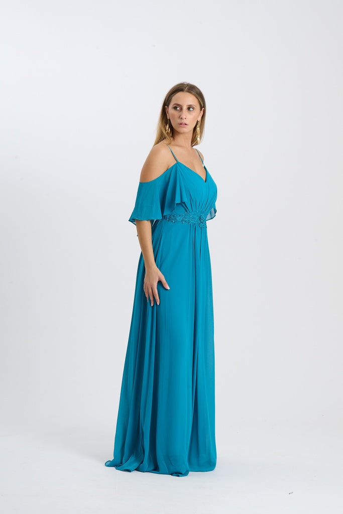 Abito Alessa con spalline e maniche svolazzanti