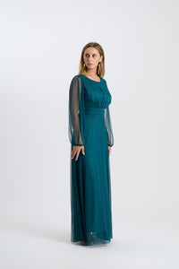 Abito Mirena – Lungo con scollo rotondo e maniche trasparenti