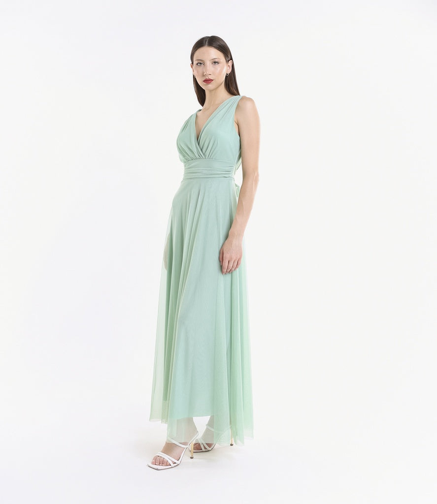 Abito da damigella in tulle con scollo a V Flavia