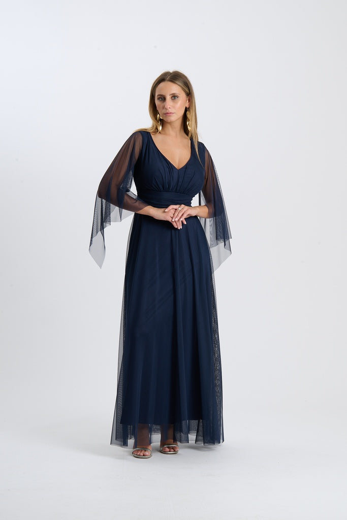 Abito Mirelia – Lungo in tulle con maniche a mantella