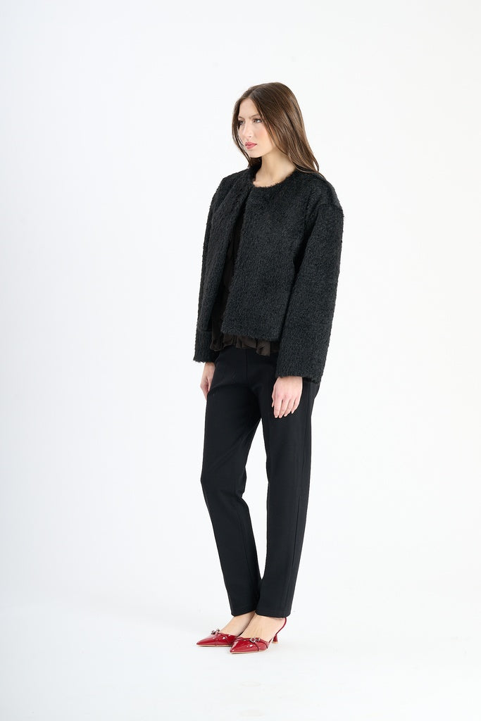 Giaccetta corta in pelliccia sintetica, stile casual e versatile