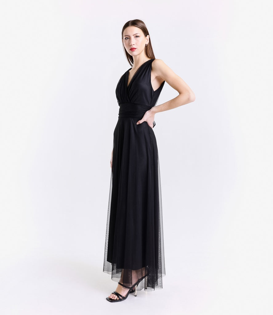 Abito da damigella in tulle con scollo a V Flavia