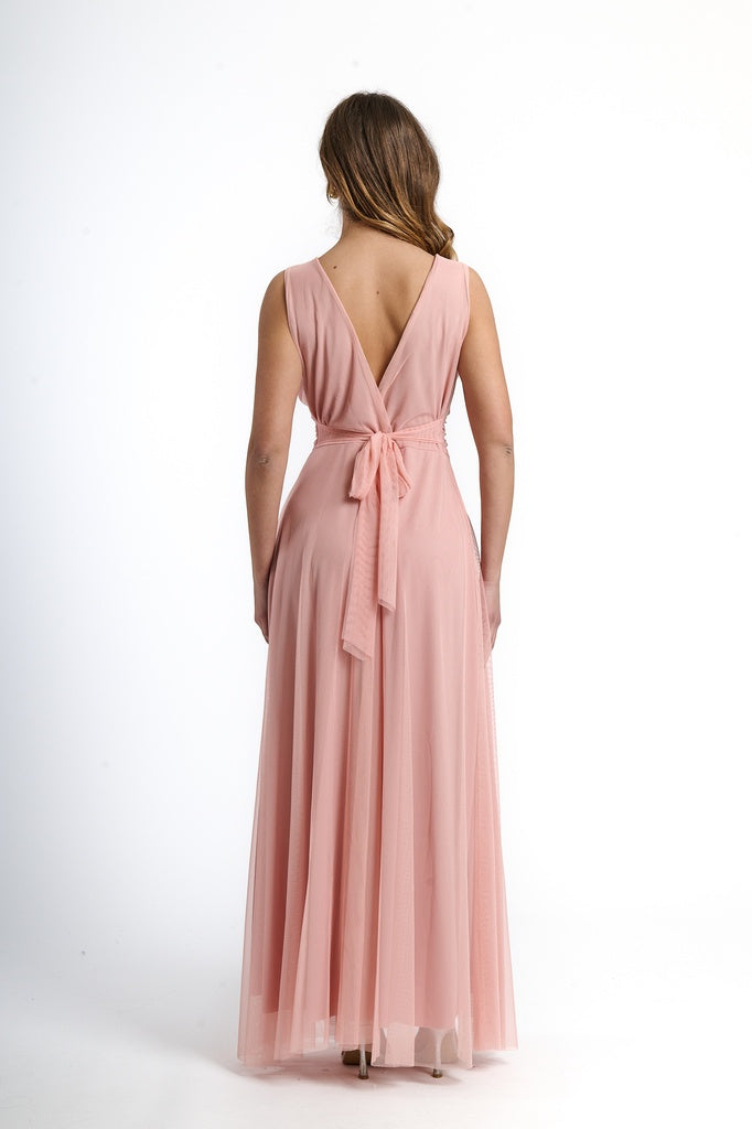 Abito da damigella in tulle con scollo a V Flavia