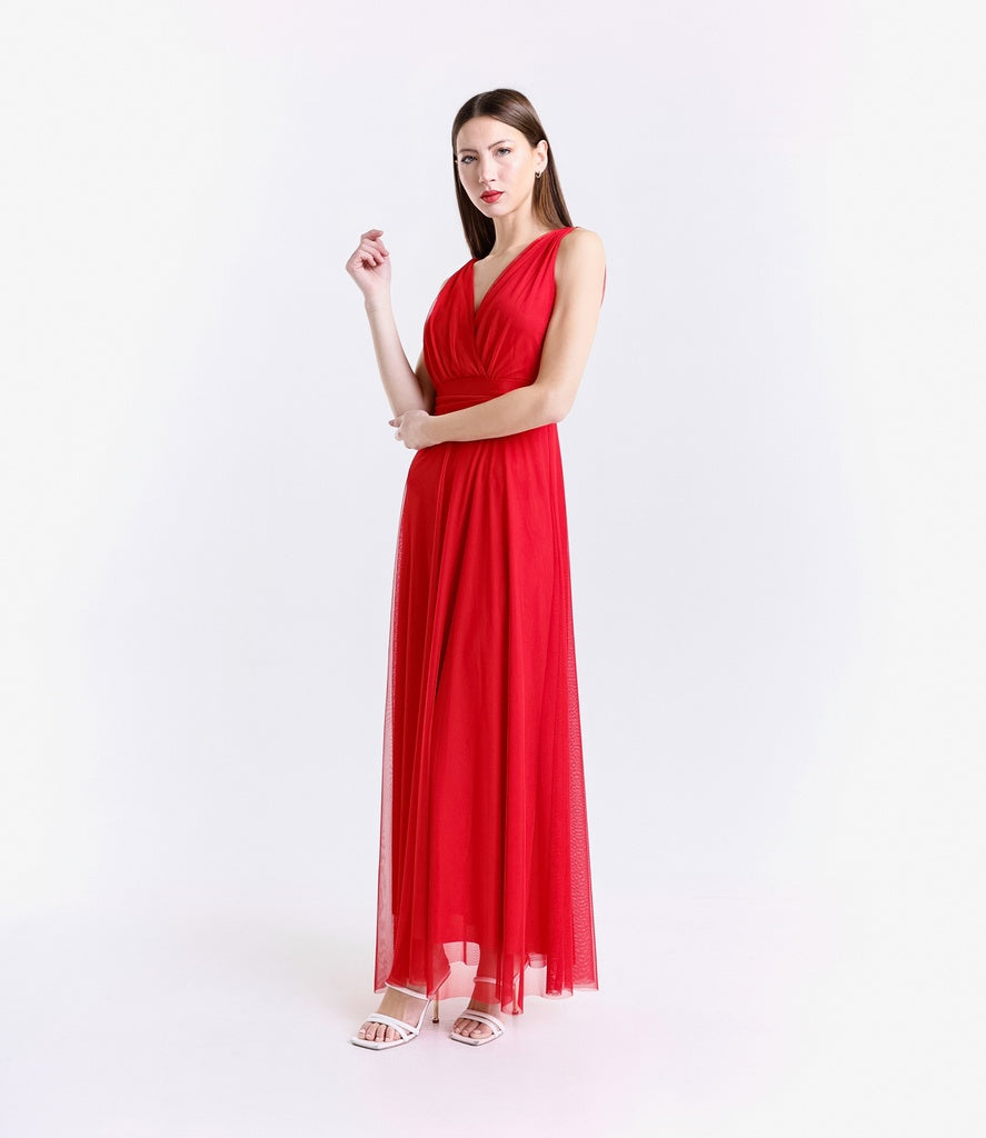 Abito da damigella in tulle con scollo a V Flavia