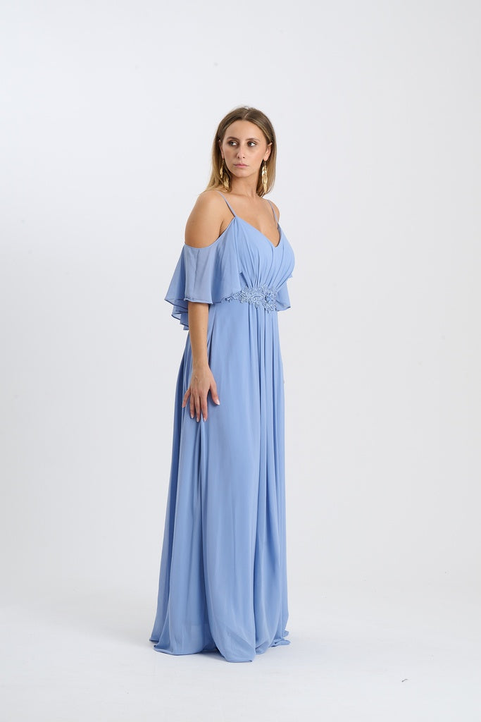 Abito Alessa con spalline e maniche svolazzanti