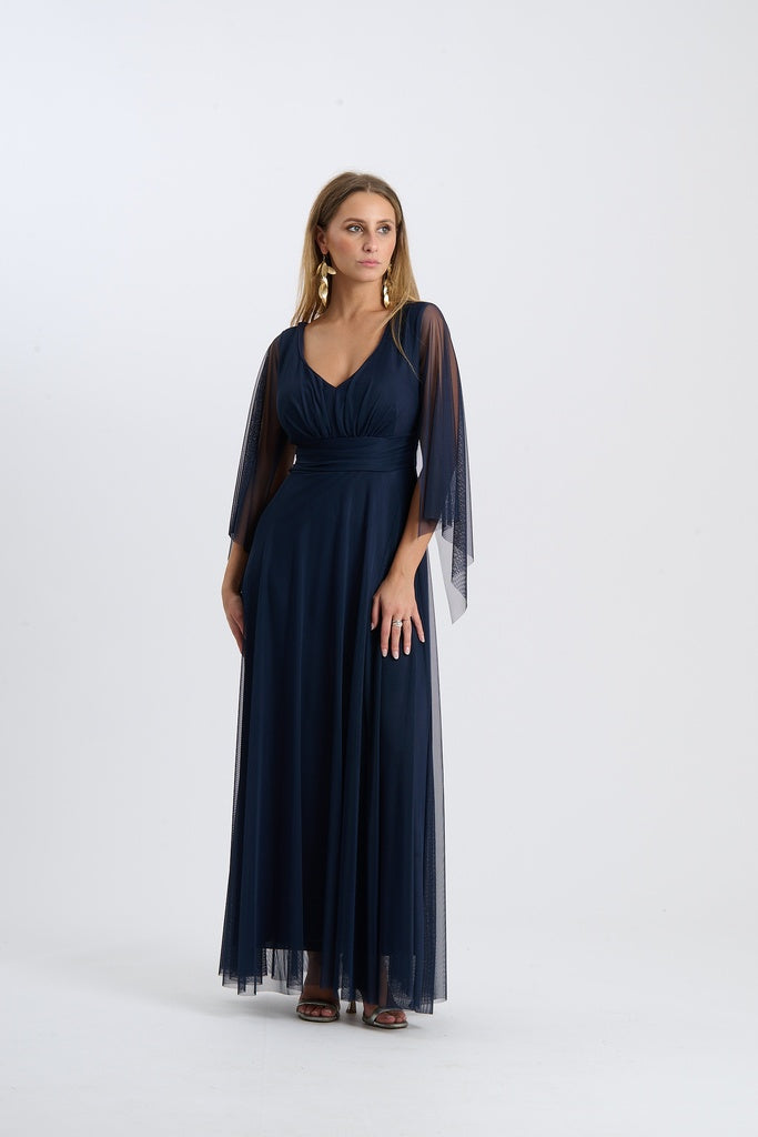 Abito Mirelia – Lungo in tulle con maniche a mantella