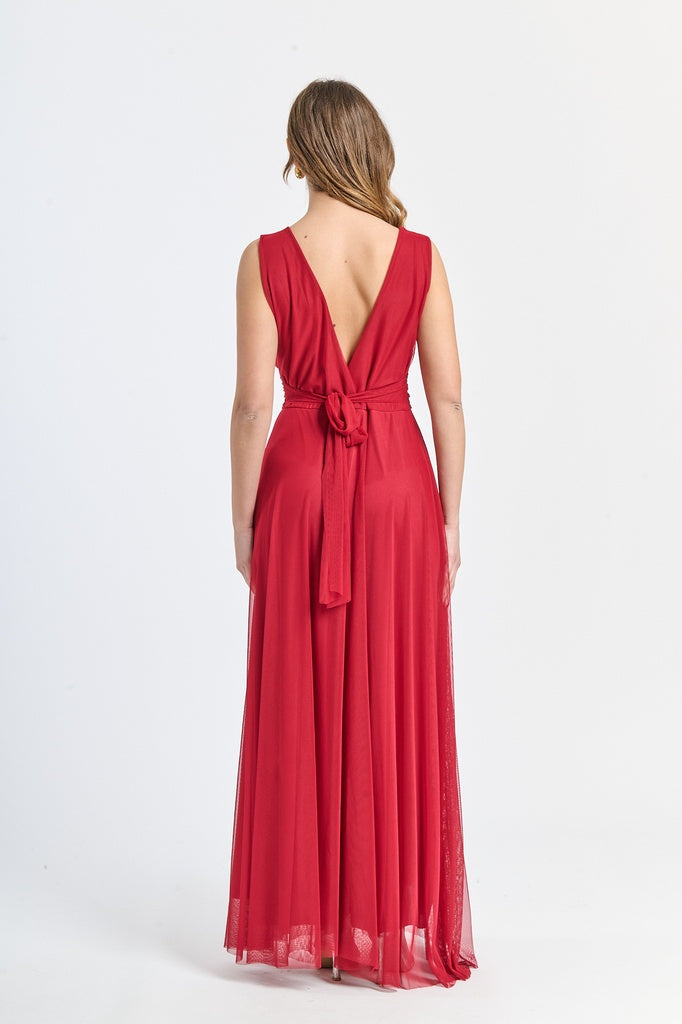 Abito da damigella in tulle con scollo a V Flavia