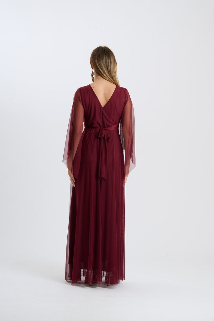 Abito Mirelia – Lungo in tulle con maniche a mantella