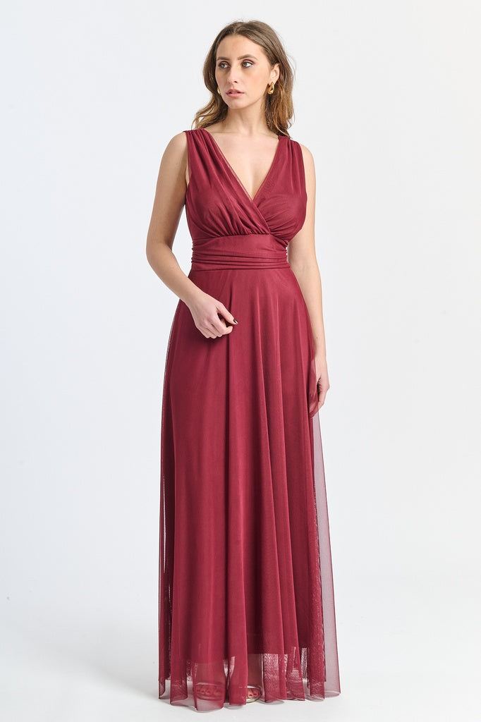 Abito da damigella in tulle con scollo a V Flavia