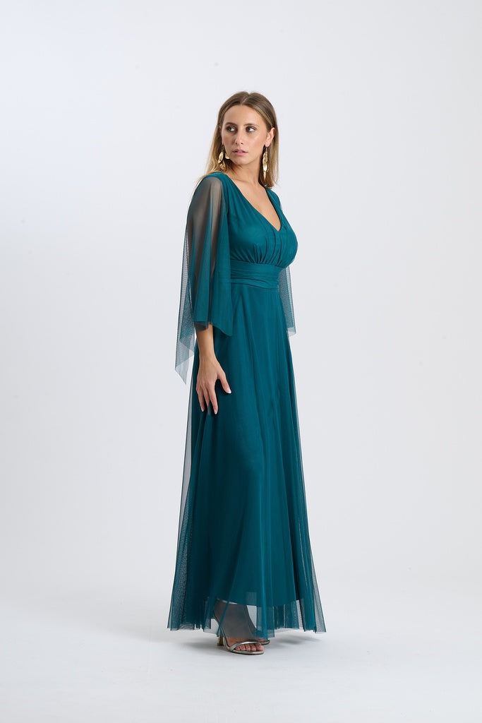 Abito Mirelia – Lungo in tulle con maniche a mantella