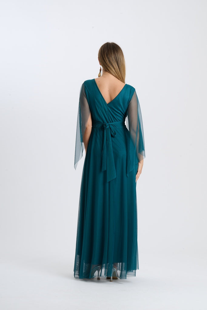 Abito Mirelia – Lungo in tulle con maniche a mantella