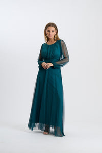 Abito Mirena – Lungo con scollo rotondo e maniche trasparenti