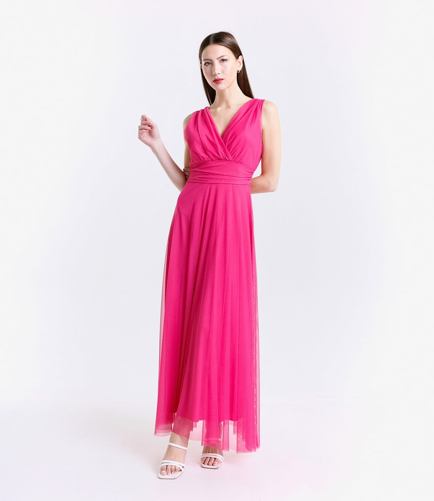 Abito da damigella in tulle con scollo a V Flavia