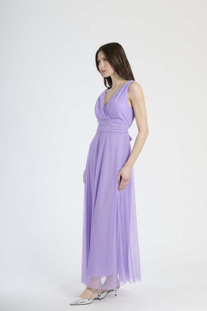 Abito da damigella in tulle con scollo a V Flavia