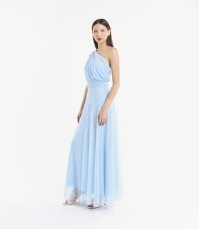 Abito lungo in tulle monospalla Lily