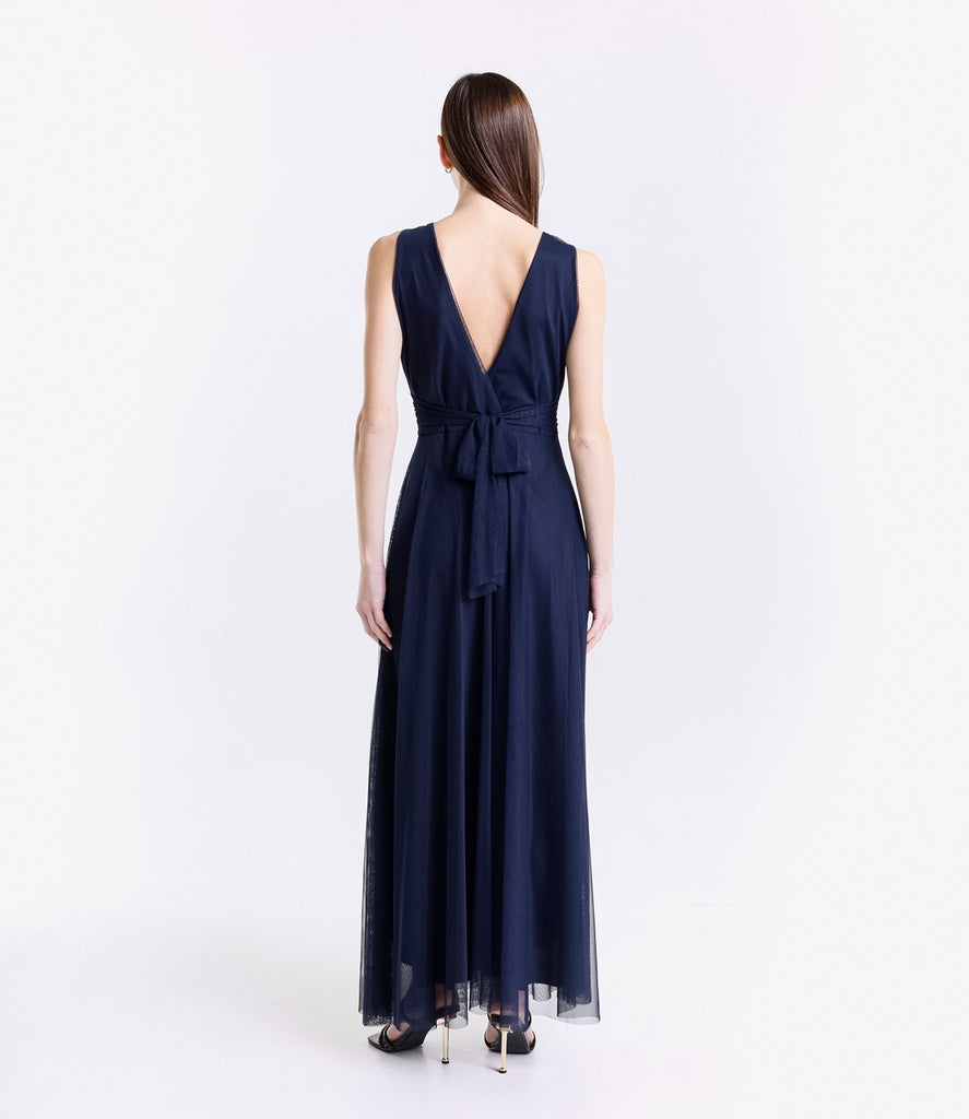 Abito da damigella in tulle con scollo a V Flavia