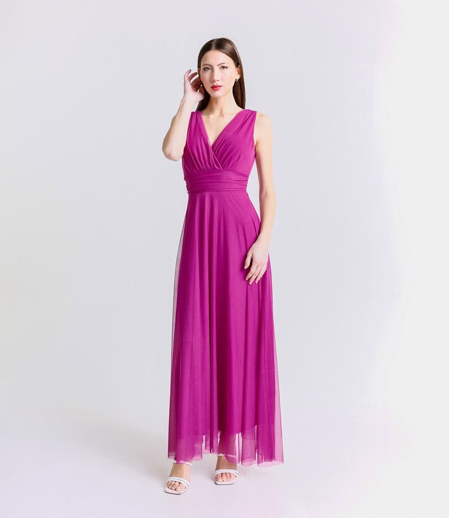 Abito da damigella in tulle con scollo a V Flavia