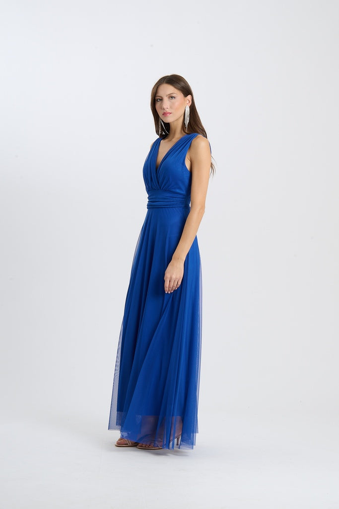 Abito da damigella in tulle con scollo a V Flavia