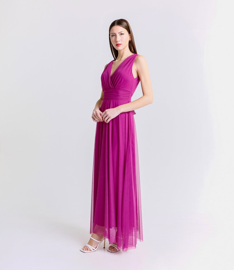 Abito da damigella in tulle con scollo a V Flavia