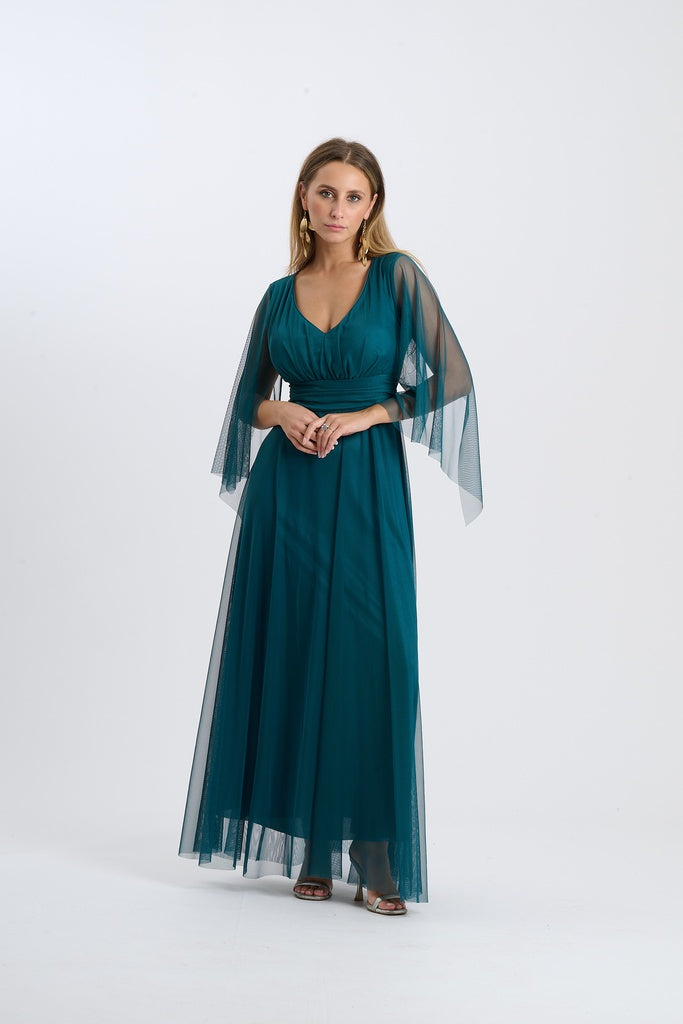 Abito Mirelia – Lungo in tulle con maniche a mantella