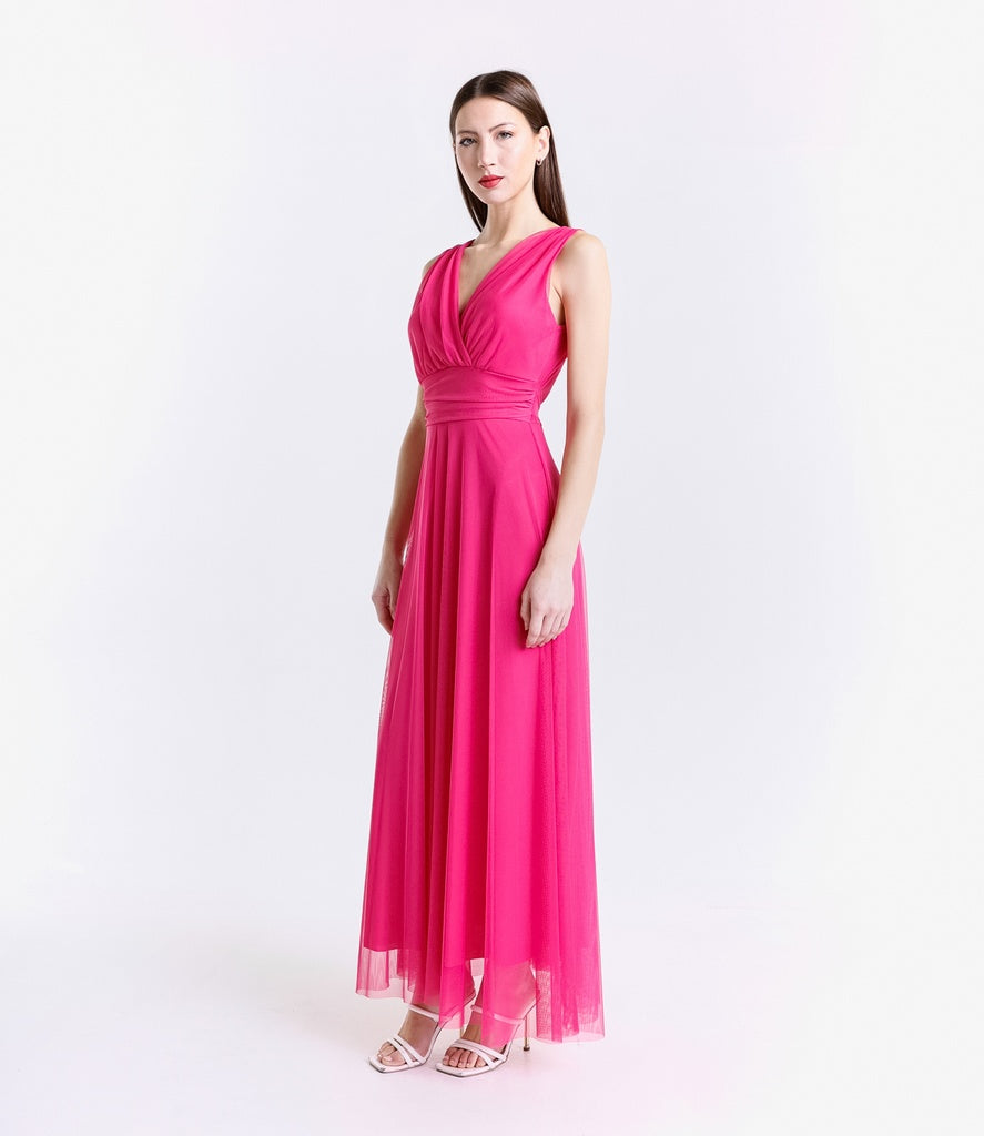 Abito da damigella in tulle con scollo a V Flavia