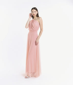 Abito lungo in tulle monospalla Lily