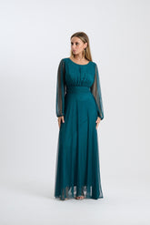 Abito Mirena – Lungo con scollo rotondo e maniche trasparenti