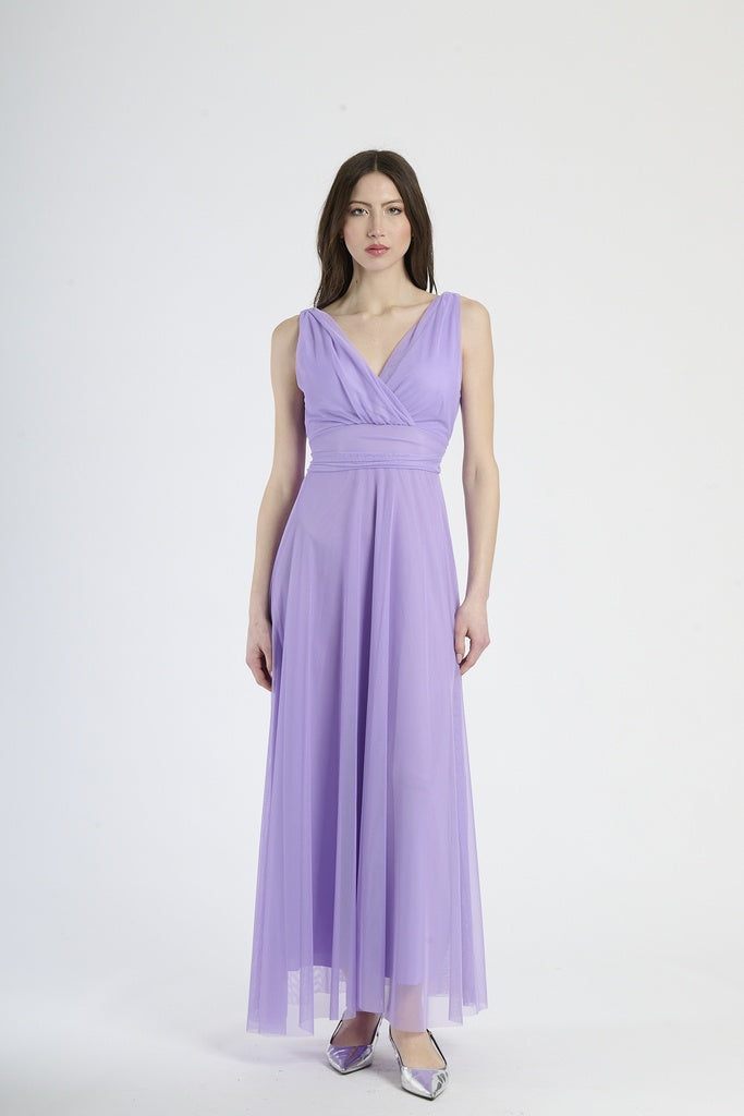 Abito da damigella in tulle con scollo a V Flavia