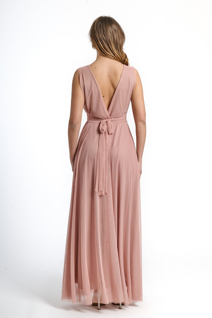 Abito da damigella in tulle con scollo a V Flavia