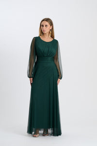 Abito Mirena – Lungo con scollo rotondo e maniche trasparenti