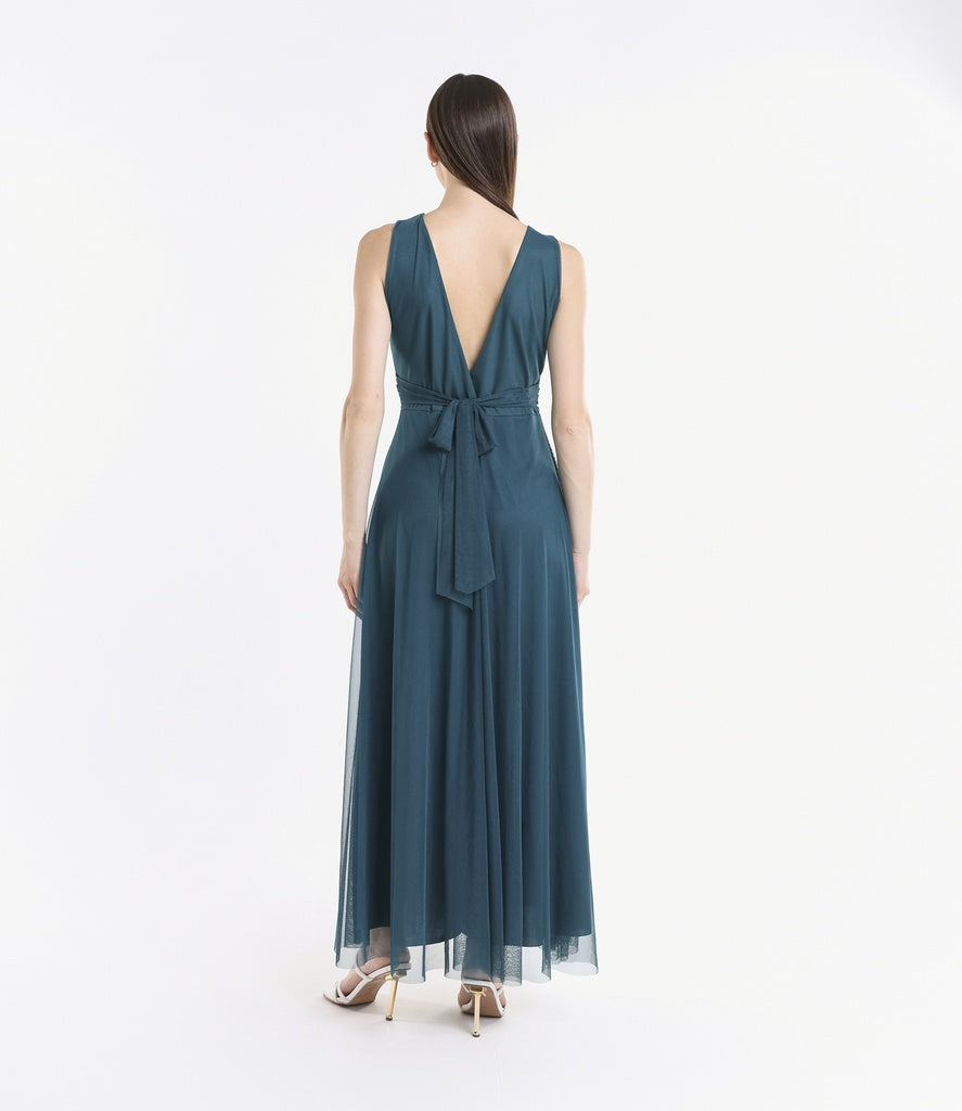 Abito da damigella in tulle con scollo a V Flavia