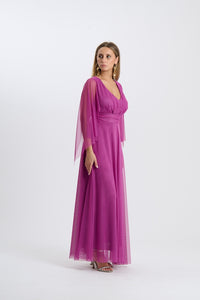 Abito Mirelia – Lungo in tulle con maniche a mantella