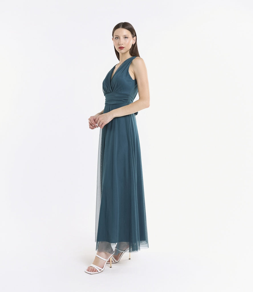 Abito da damigella in tulle con scollo a V Flavia