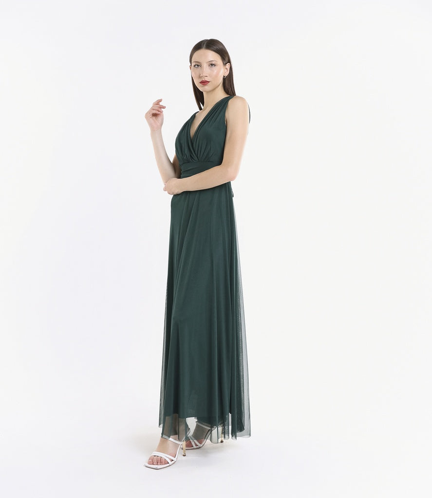 Abito da damigella in tulle con scollo a V Flavia